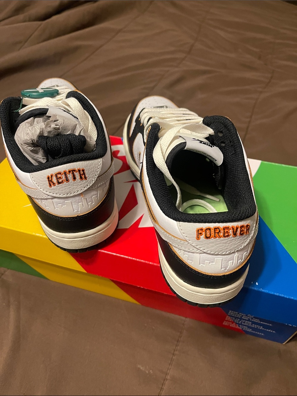 New Nike Mens, SB Dunk low HUF San Francisco, Keith Forever, size 7, White/Black - Picture 4 of 9